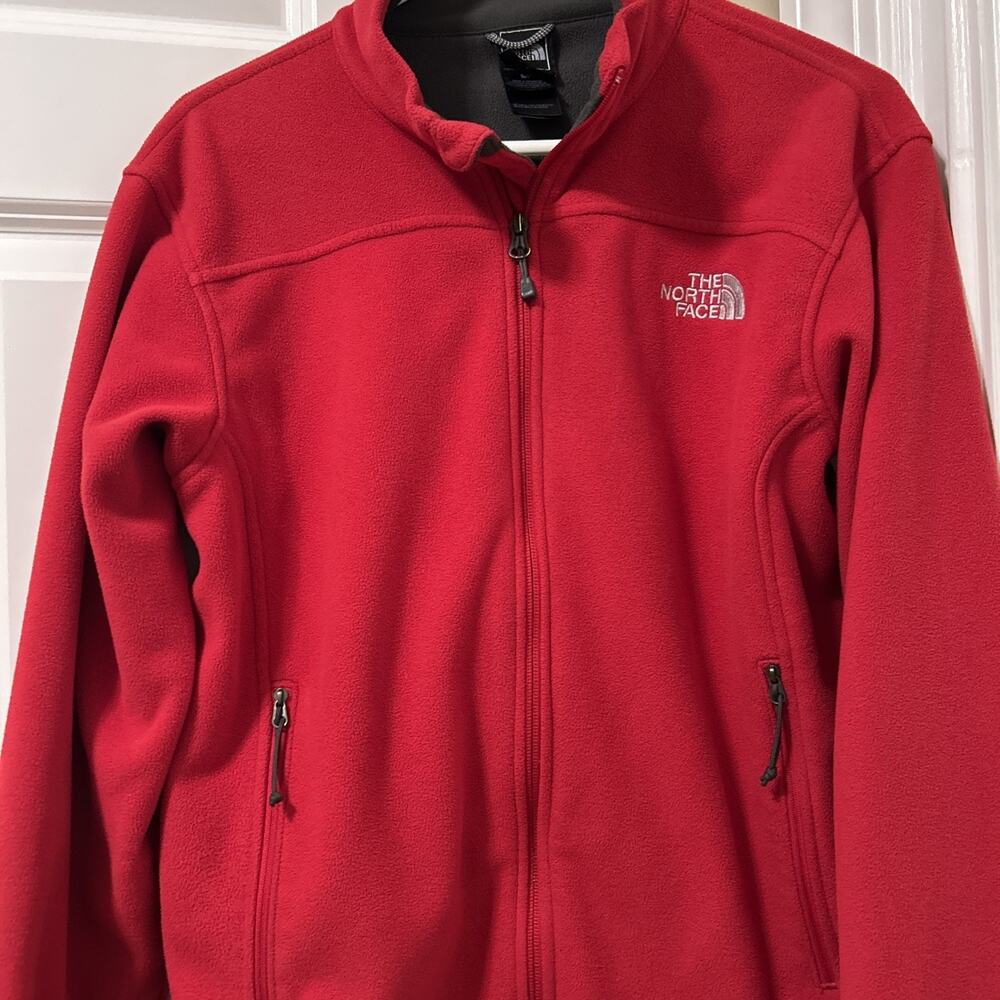 The North Face Men's Windwall Fleece Jacket, Red, Full Zip, Size Small